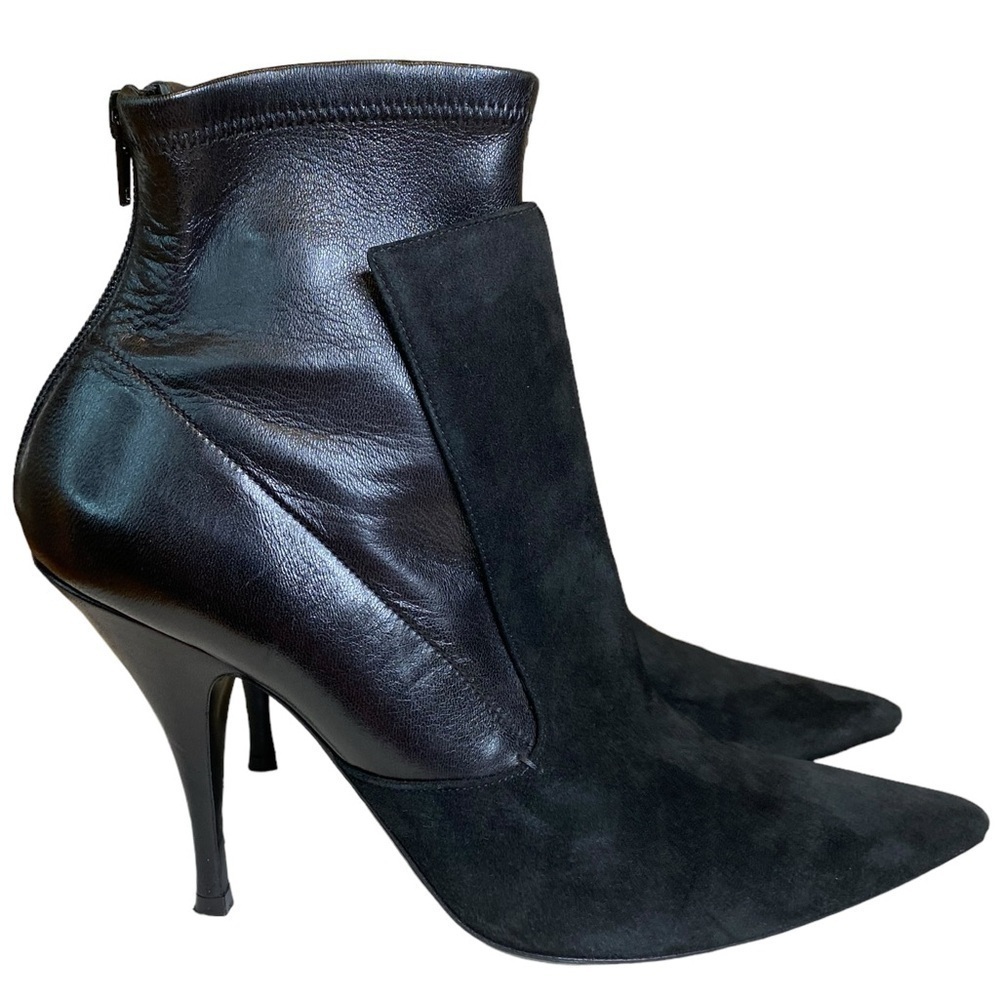 GIVENCHY Black Leather & Suede Ankle Stiletto Boots Women’s Size 9.5 - 10